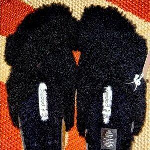 Birkenstock Papillio Black Fuzzy Sandals